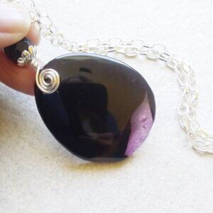 Big & Bold! Black & Purple Druzy Agate Statement Necklace! Sexy Head Turner!
